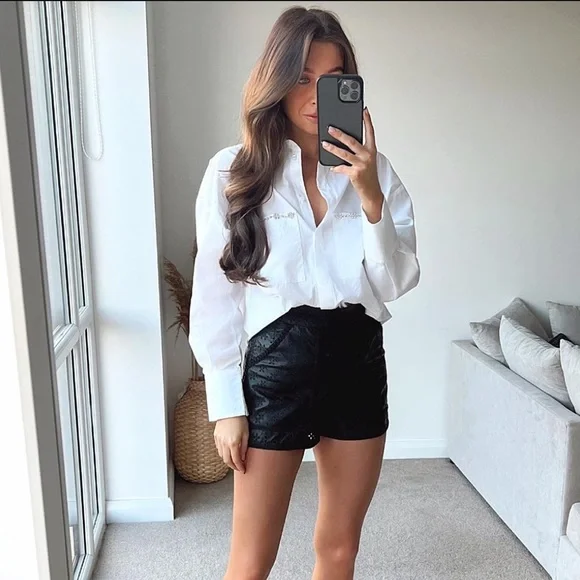 Zara White Jewel Detail Oversized Shirt - Picture 2 of 11